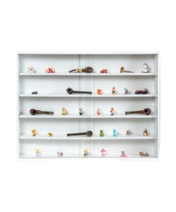 VETRINETTA ESPOSITORE PER COLLEZIONISMO BELLAHOME BIANCO CON ANTE IN VETRO TEMPERATO 80X11X60 CM